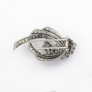Brosche aus 750 Weißgold mit Brillant, hochwertiger second hand Schmuck perfekt aufgearbeitet