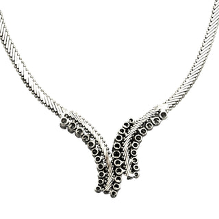 Collier aus 750 Weißgold mit Saphir und Brillant, nachhaltiger second hand Schmuck perfekt aufgearbeitet