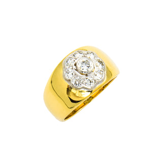 Entourage-Ring aus 750 Gelb- und Weißgold mit Brillant, nachhaltiger second hand Schmuck perfekt aufgearbeitet