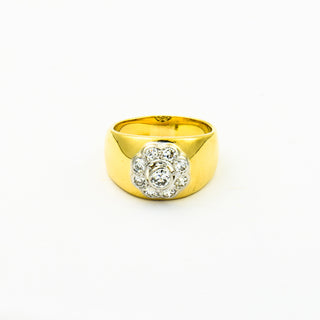 Entourage-Ring aus 750 Gelb- und Weißgold mit Brillant, nachhaltiger second hand Schmuck perfekt aufgearbeitet