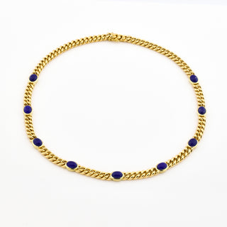 Halskette aus 585 Gelbgold mit Lapislazuli, nachhaltiger second hand Schmuck perfekt aufgearbeitet