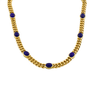 Halskette aus 585 Gelbgold mit Lapislazuli, nachhaltiger second hand Schmuck perfekt aufgearbeitet