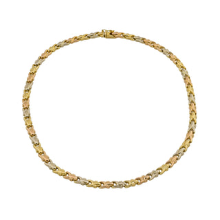 Halskette aus 750 Gelb-, Rosé- und Weißgold, nachhaltiger second hand Schmuck perfekt aufgearbeitet