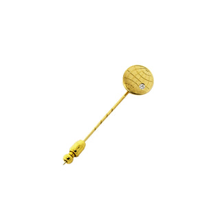 Hild Anstecknadel Globus aus 750 Gelbgold mit Brillant, nachhaltiger second hand Schmuck perfekt aufgearbeitet