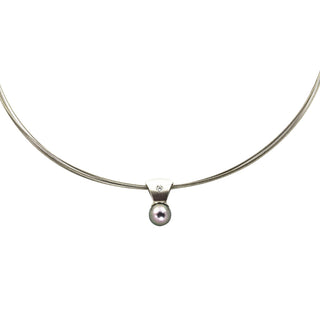 Kette mit Anhänger aus 950 Platin mit Perle und Brillant, nachhaltiger second hand Schmuck perfekt aufgearbeitet