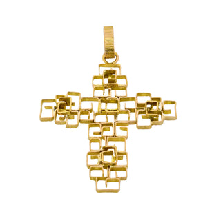 Kreuzanhänger aus 750 Gelbgold, nachhaltiger second hand Schmuck perfekt aufgearbeitet