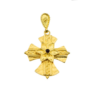 Rubinanhänger aus 585 Gelbgold, nachhaltiger second hand Schmuck perfekt aufgearbeitet