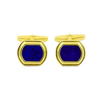 Manschettenknöpfe aus 585 Gelbgold mit Lapislazuli, nachhaltiger second hand Schmuck perfekt aufgearbeitet