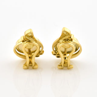 Ohrclips aus 750 Gelbgold mit Opal und Brillant, nachhaltiger second hand Schmuck perfekt aufgearbeitet