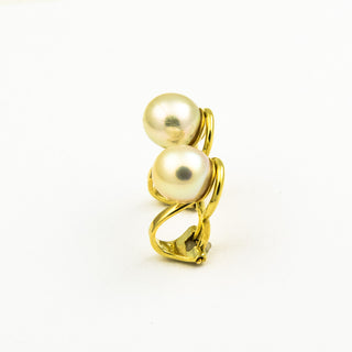 Ohrclips aus 585 Gelbgold mit Perle, nachhaltiger second hand Schmuck perfekt aufgearbeitet