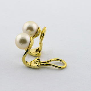 Ohrclips aus 585 Gelbgold mit Perle, nachhaltiger second hand Schmuck perfekt aufgearbeitet