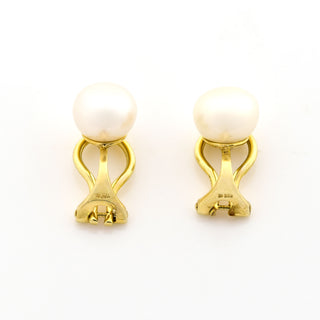 Perlenohrclips aus 585 Gelbgold, nachhaltiger second hand Schmuck perfekt aufgearbeitet