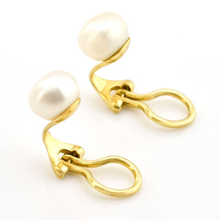 Perlenohrclips aus 585 Gelbgold, nachhaltiger second hand Schmuck perfekt aufgearbeitet