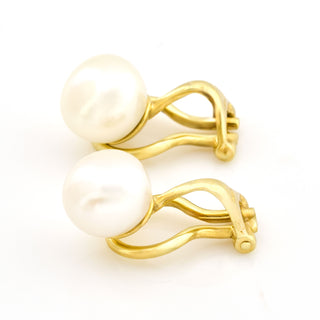 Perlenohrclips aus 585 Gelbgold, nachhaltiger second hand Schmuck perfekt aufgearbeitet