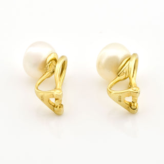 Perlenohrclips aus 585 Gelbgold, nachhaltiger second hand Schmuck perfekt aufgearbeitet