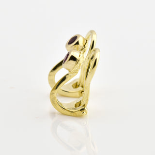 Rubinohrclips aus 585 Gelbgold, nachhaltiger second hand Schmuck perfekt aufgearbeitet