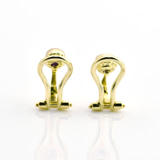 Rubinohrclips aus 585 Gelbgold, nachhaltiger second hand Schmuck perfekt aufgearbeitet