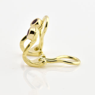 Rubinohrclips aus 585 Gelbgold, nachhaltiger second hand Schmuck perfekt aufgearbeitet