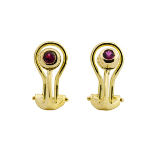 Rubinohrclips aus 585 Gelbgold, nachhaltiger second hand Schmuck perfekt aufgearbeitet