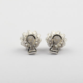 Ohrclips aus 585 Weißgold mit Perle und Diamant, nachhaltiger second hand Schmuck perfekt aufgearbeitet