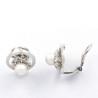 Perlenohrclips aus 585 Weißgold, nachhaltiger second hand Schmuck perfekt aufgearbeitet