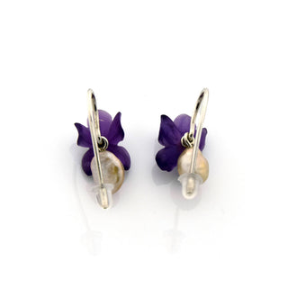 Perlenohrhänger Blüten aus 925 Silber mit Amethyst, nachhaltiger second hand Schmuck perfekt aufgearbeitet