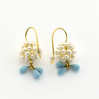 Perlenohrhänger aus 750 Gelbgold mit Türkis, nachhaltiger second hand Schmuck perfekt aufgearbeitet