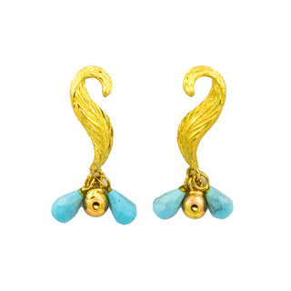 Ohrhänger aus 750 Gelbgold mit Türkis, nachhaltiger second hand Schmuck perfekt aufgearbeitet