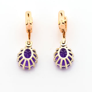 Ohrhänger aus 750 Rot- und Weißgold mit Amethyst und Zirkonia, nachhaltiger second hand Schmuck perfekt aufgearbeitet