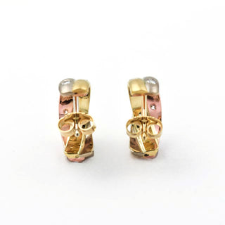 Brillantohrstecker aus 750 Gelb-, Rot- und Weißgold, nachhaltiger second hand Schmuck perfekt aufgearbeitet