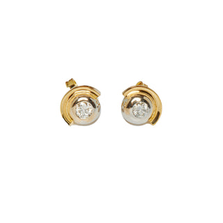 Brillantohrstecker aus 750 Gelb- und Weißgold, nachhaltiger second hand Schmuck perfekt aufgearbeitet