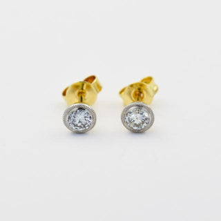 Brillantohrstecker aus 585 Gelb- und Weißgold, nachhaltiger second hand Schmuck perfekt aufgearbeitet