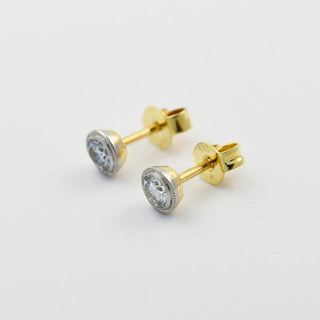 Brillantohrstecker aus 585 Gelb- und Weißgold, nachhaltiger second hand Schmuck perfekt aufgearbeitet