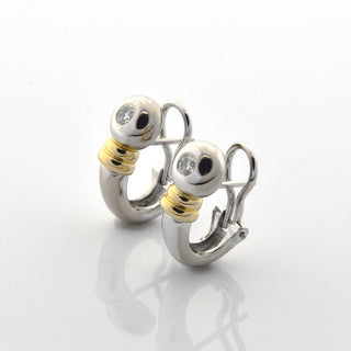 Brillantohrstecker aus 750 Gelb- und Weißgold, nachhaltiger second hand Schmuck perfekt aufgearbeitet