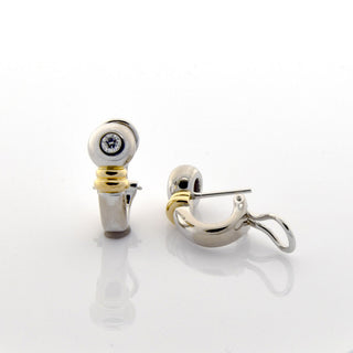 Brillantohrstecker aus 750 Gelb- und Weißgold, nachhaltiger second hand Schmuck perfekt aufgearbeitet