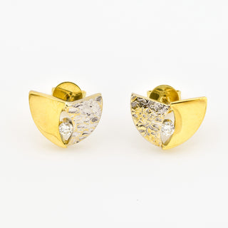 Brillantohrstecker aus 750 Gelb- und Weißgold, nachhaltiger second hand Schmuck perfekt aufgearbeitet