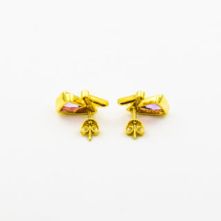 Ohrstecker aus 585 Gelbgold mit Amethyst und Brillant, nachhaltiger second hand Schmuck perfekt aufgearbeitet