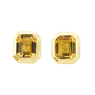 Ohrstecker aus 585 Gelbgold mit Citrin, nachhaltiger second hand Schmuck perfekt aufgearbeitet