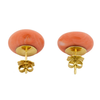 Korallenohrstecker aus 585 Gelbgold, nachhaltiger second hand Schmuck perfekt aufgearbeitet