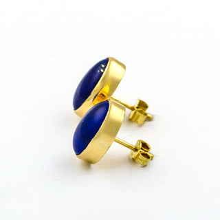 Ohrstecker aus 585 Gelbgold mit Lapislazuli, nachhaltiger second hand Schmuck perfekt aufgearbeitet