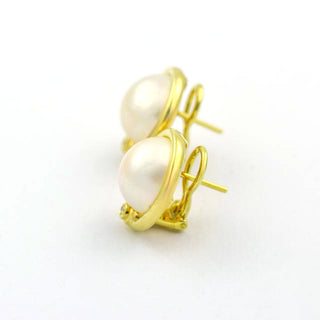 Perlenohrstecker aus 585 Gelbgold mit Brillant, nachhaltiger second hand Schmuck perfekt aufgearbeitet