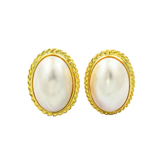 Perlenohrstecker mit Clipmechanik aus 585 Gelbgold, nachhaltiger second hand Schmuck perfekt aufgearbeitet