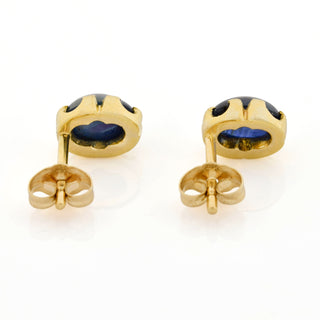 Saphirohrstecker aus 585 Gelbgold, nachhaltiger second hand Schmuck perfekt aufgearbeitet