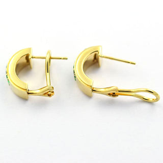 Ohrstecker mit Clipmechanik aus 585 Gelbgold mit Tsavorit, nachhaltiger second hand Schmuck perfekt aufgearbeitet