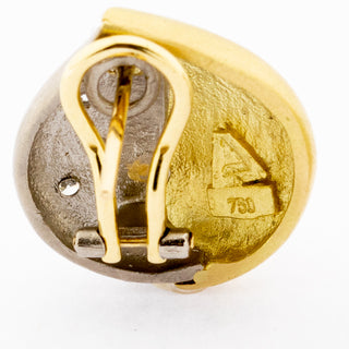 Brillantohrstecker mit Clipmechanik aus 750 Gelb- und Weißgold, nachhaltiger second hand Schmuck perfekt aufgearbeitet