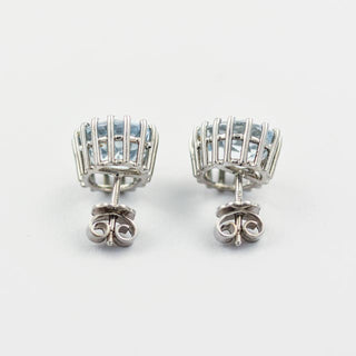 Ohrstecker aus 585 Weißgold mit Aquamarin, nachhaltiger second hand Schmuck perfekt aufgearbeitet