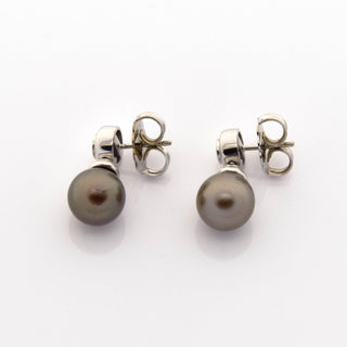 Perlenohrstecker aus 750 Weißgold mit Brillant, nachhaltiger second hand Schmuck perfekt aufgearbeitet