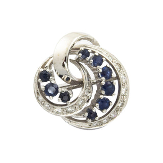 Perlenkettenverkürzer aus 585 Weißgold mit Saphir, Diamant und Brillant, nachhaltiger second hand Schmuck perfekt aufgearbeitet