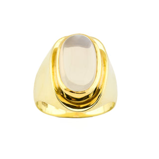 Ring aus 585 Gelbgold mit Mondstein, nachhaltiger second hand Schmuck perfekt aufgearbeitet