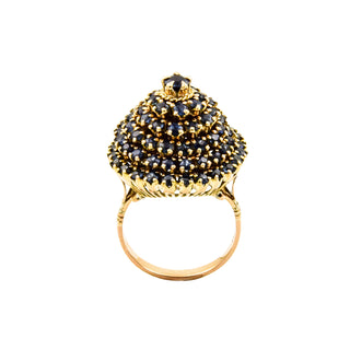 Ring aus 585 Gelbgold mit Saphir, nachhaltiger second hand Schmuck perfekt aufgearbeitet
